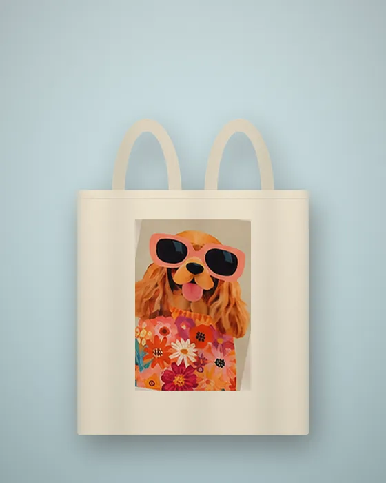 Katoenen tas met illustratie van een hond